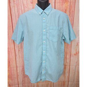 Vans Mens Short Sleeve Button-Up Shirt Blue Medium